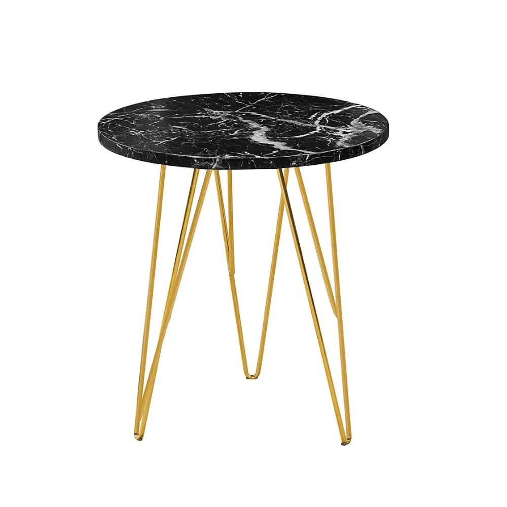 Side Table with Gold Legs - Black image