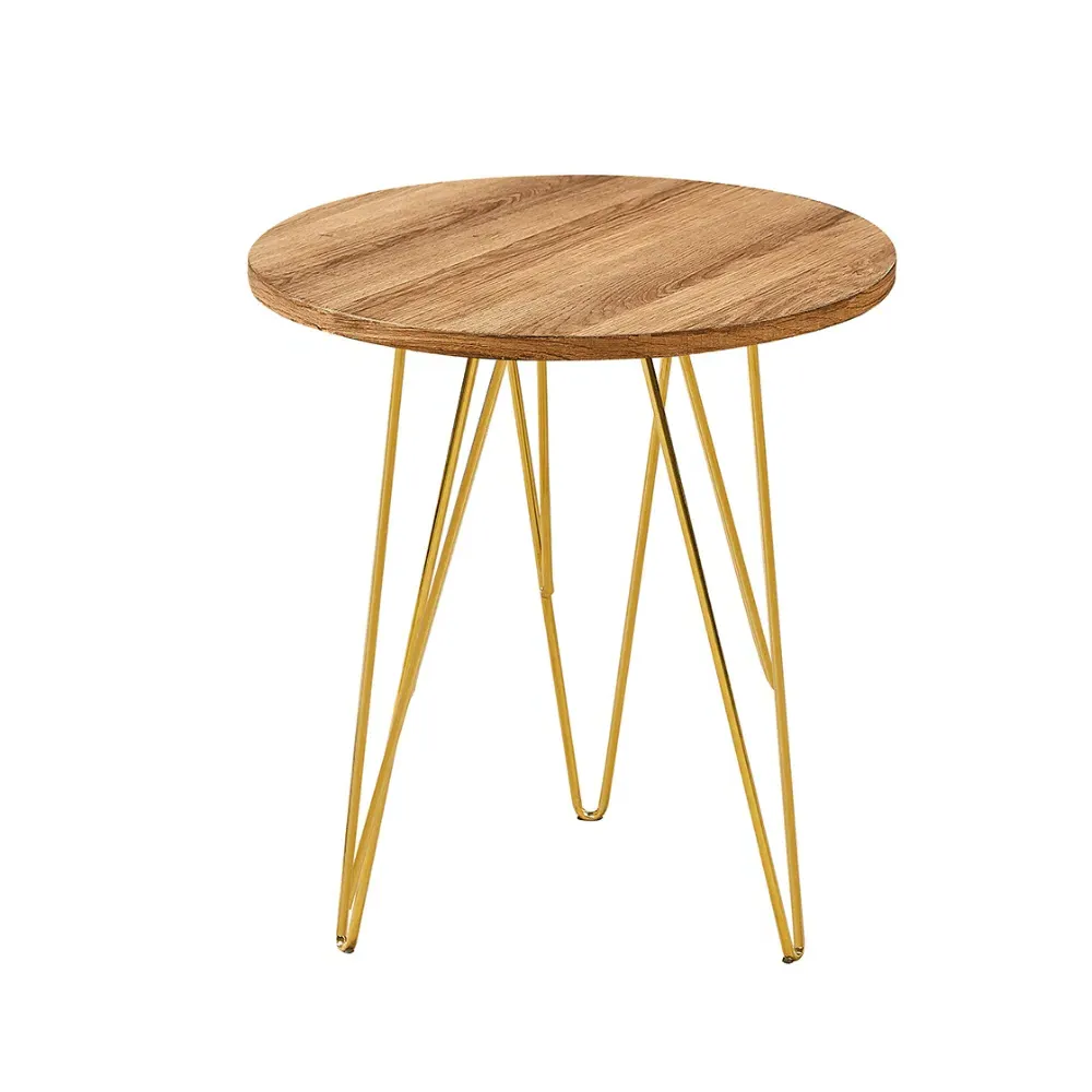 Side Table with Gold Legs - Oak