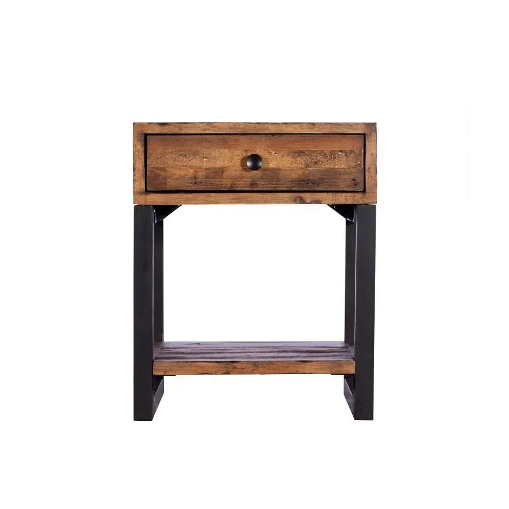 Side Table with Industrial Legs - Reclaimed Wood