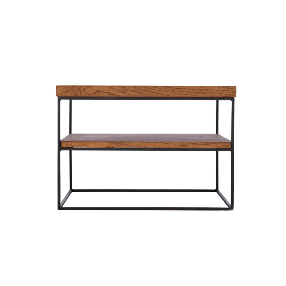 Side Table with Steel Legs - Oak, Solid Wood