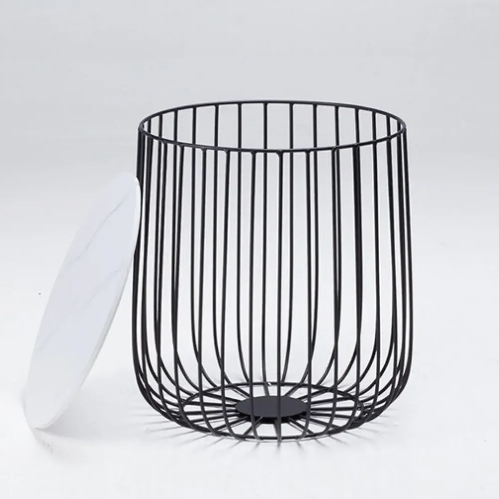 Small Storage Table with Aztec Design - White