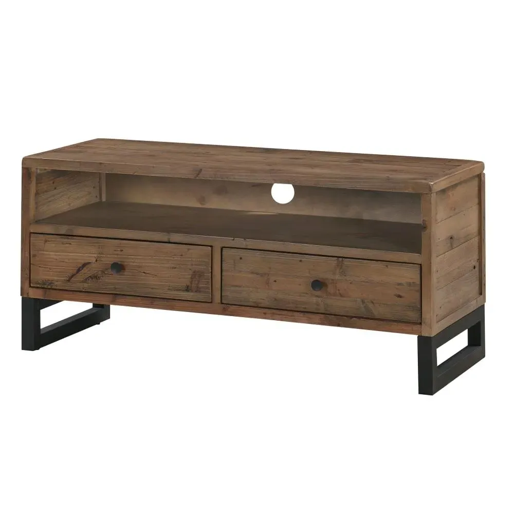 Small TV Unit with Industrial Legs - Reclaimed Wood