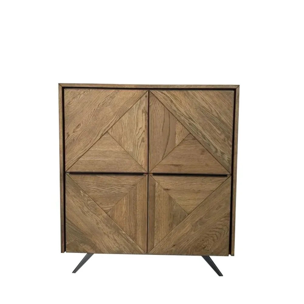 Storage Highboard with Wood Pattern - Oak