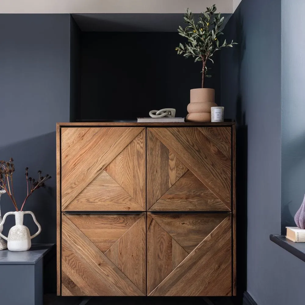 Storage Highboard with Wood Pattern - Oak image