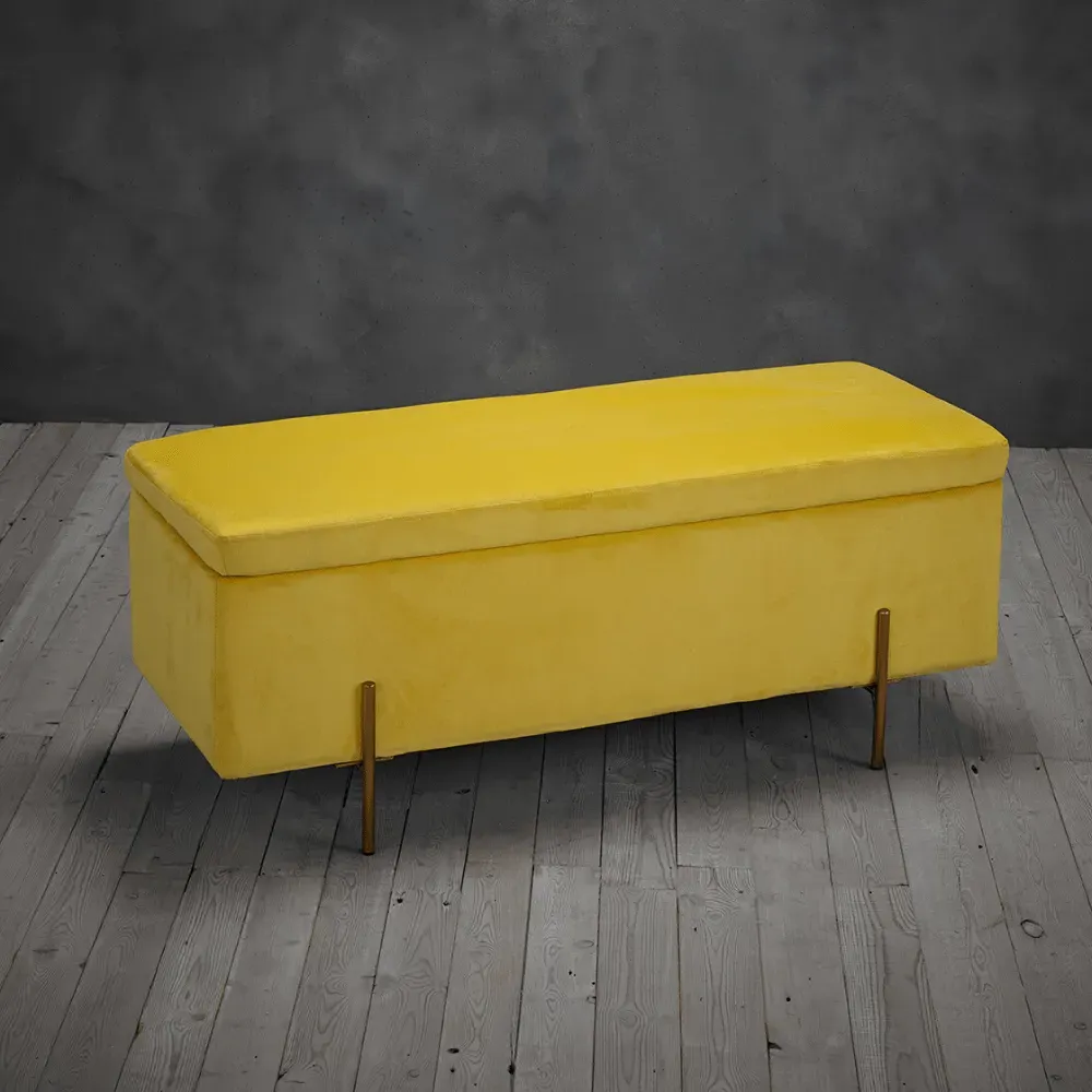 Storage Ottoman - Mustard, Velvet