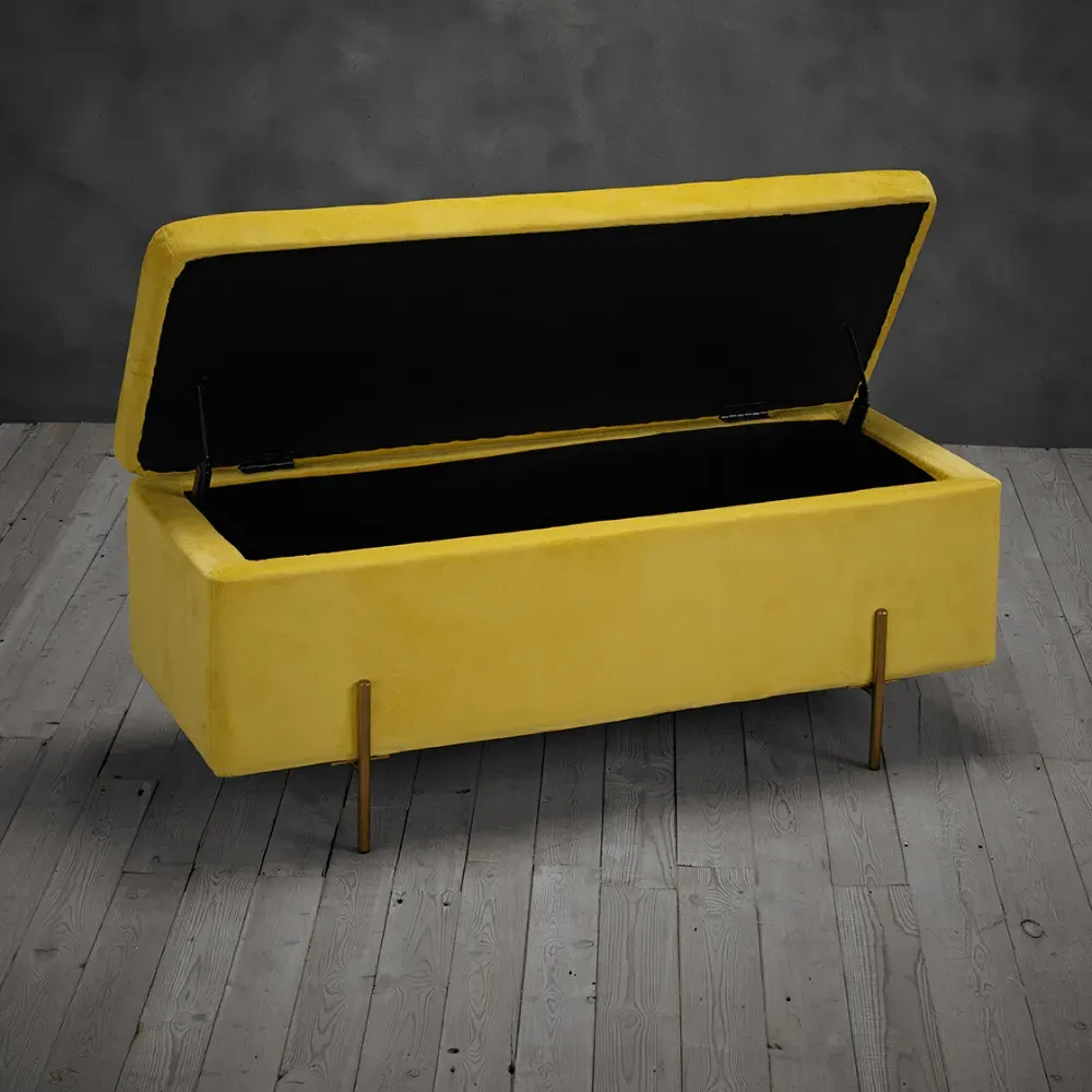Storage Ottoman - Mustard, Velvet