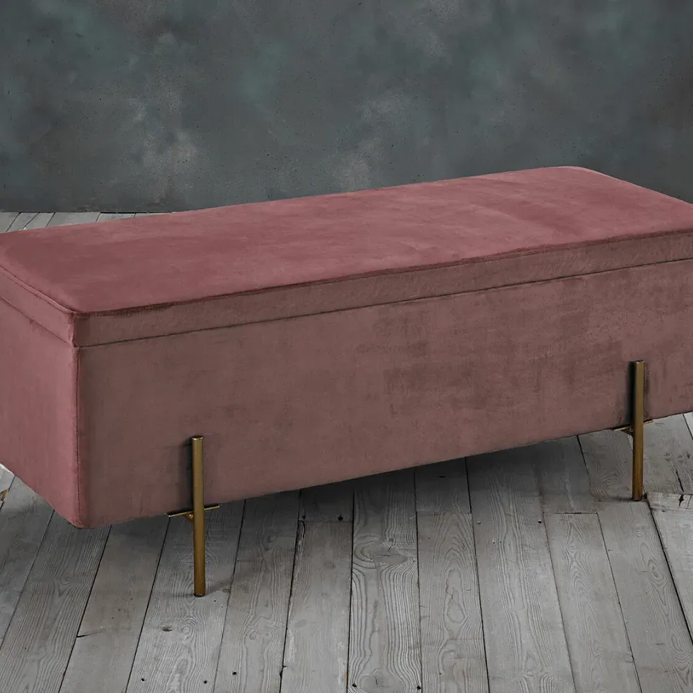 Storage Ottoman - Pink, Velvet