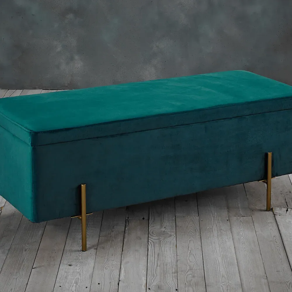 Storage Ottoman - Teal, Velvet