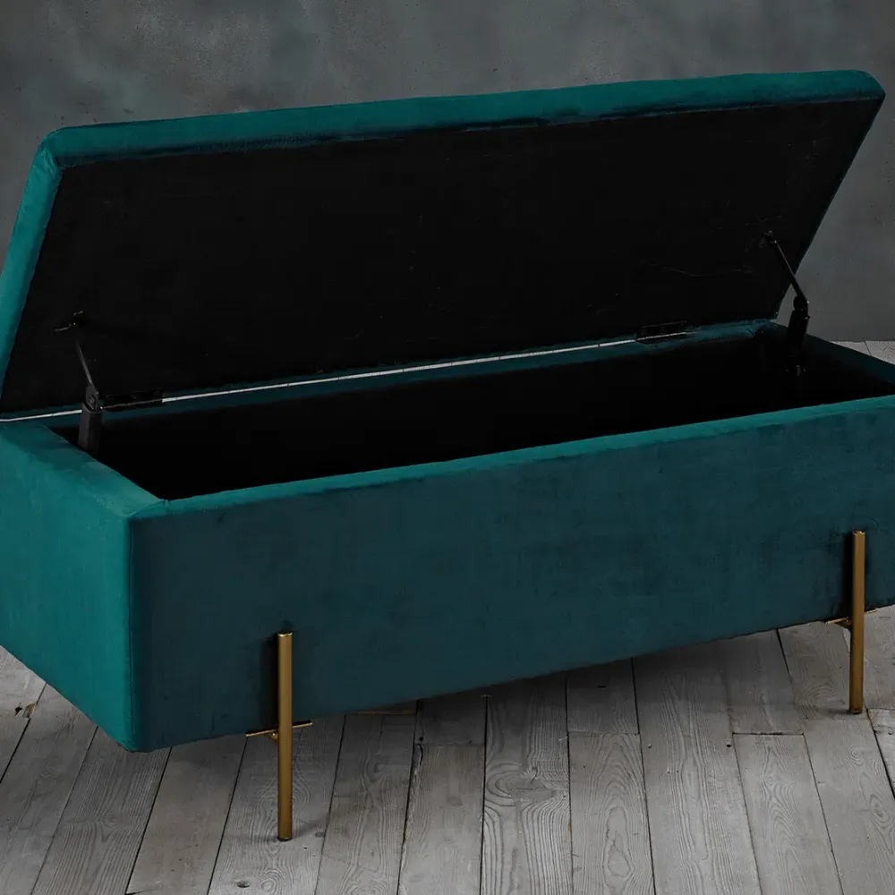 Storage Ottoman - Teal, Velvet