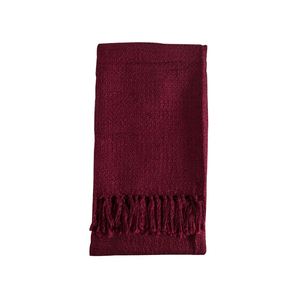 Textured Throw Blanket - Claret, Knitted Acrylic image