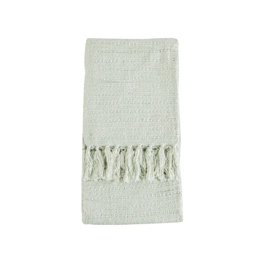 Textured Throw Blanket - Green, Knitted Acrylic