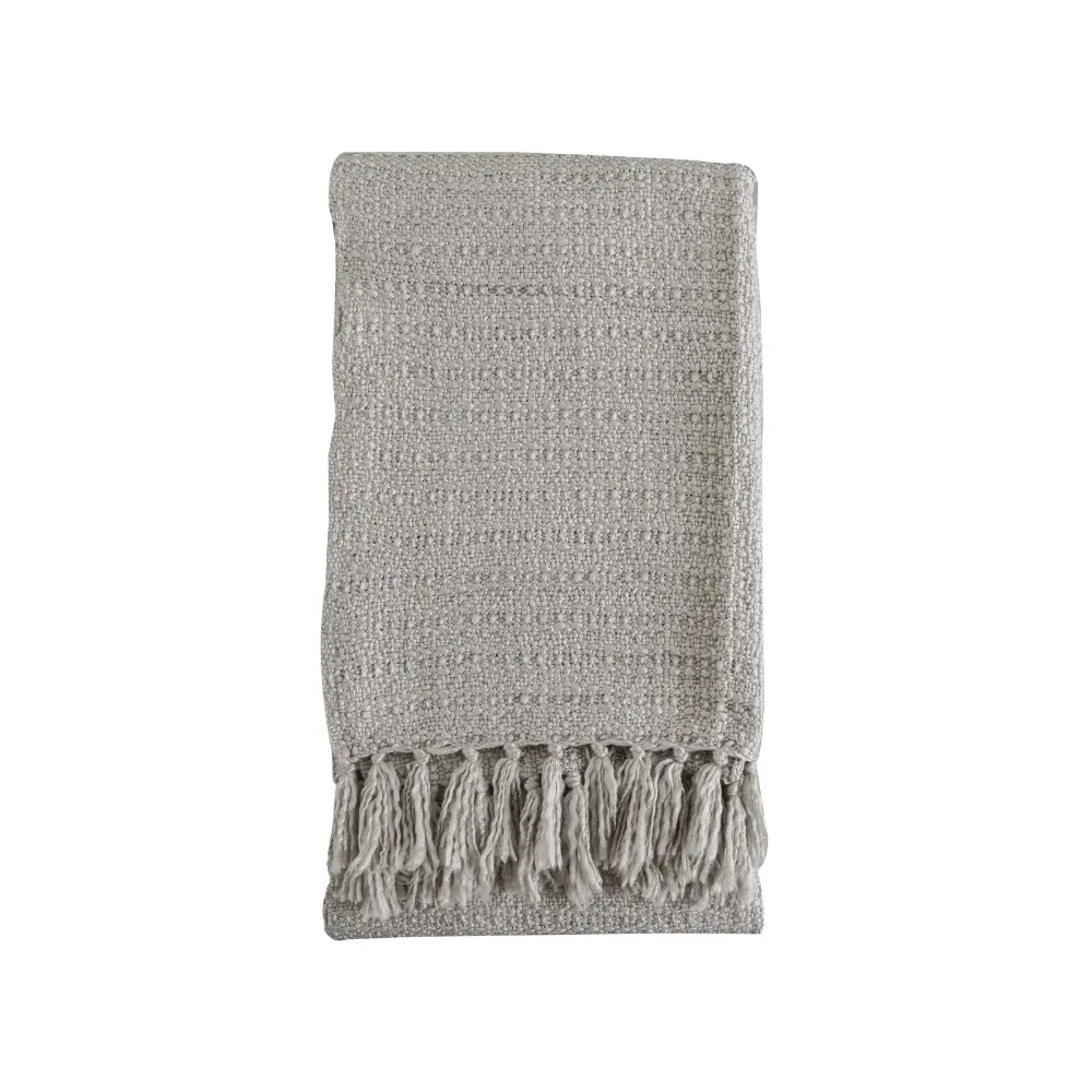 Textured Throw Blanket - Natural, Knitted Acrylic