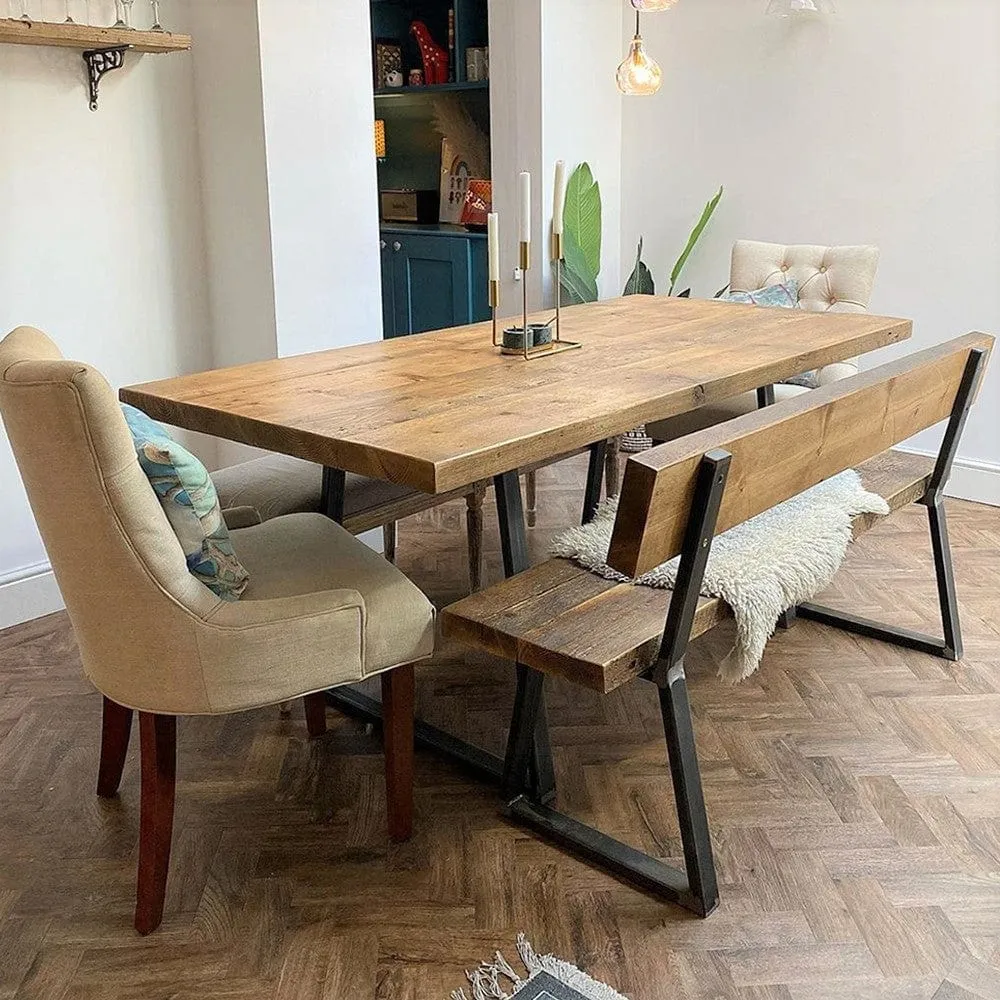 Triangle Base Bench with Back - Driftwood, Wood image