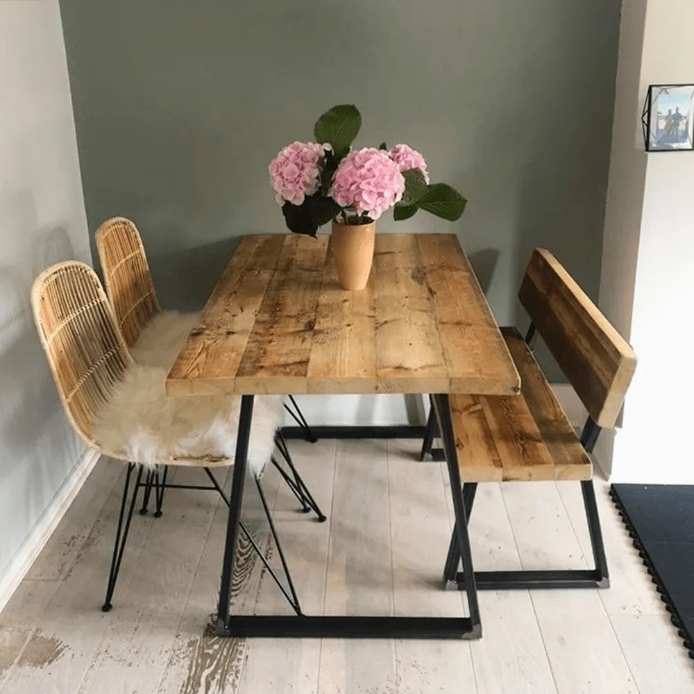 Triangle Base Dining Table - Driftwood, Wood
