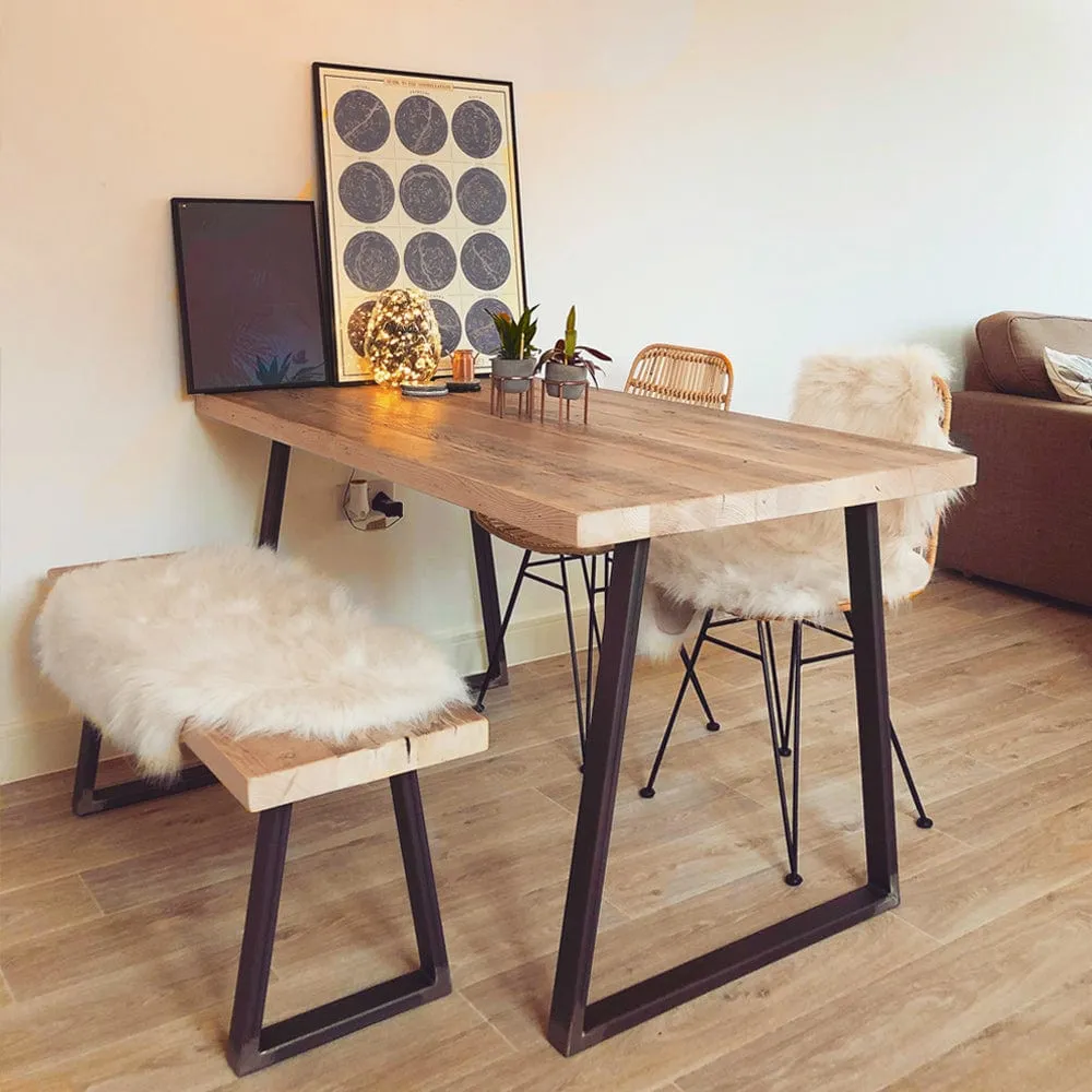 Triangle Base Dining Table - Driftwood, Wood