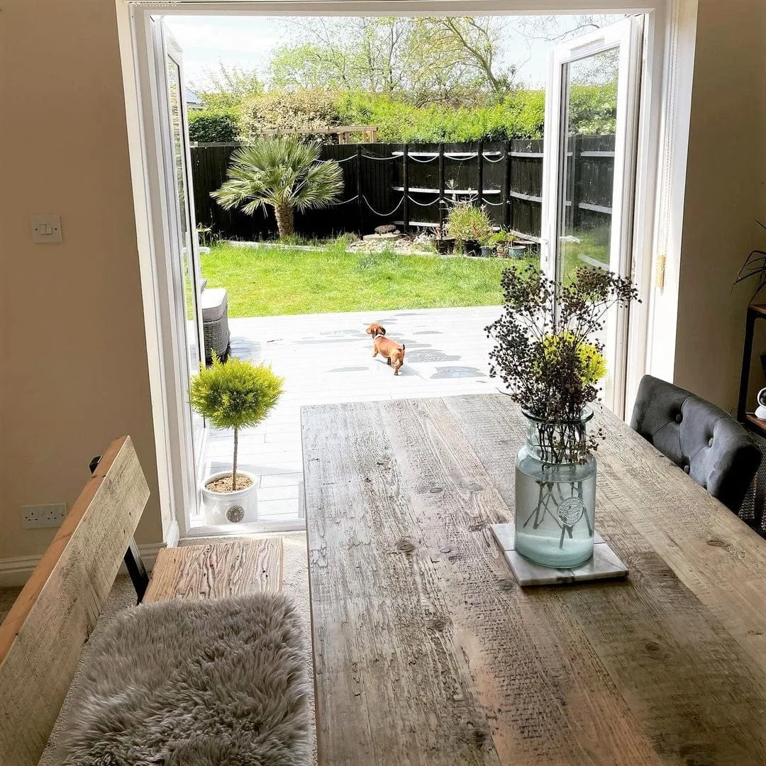 Triangle Base Dining Table - Driftwood, Wood