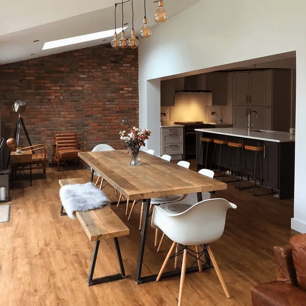 Triangle Base Dining Table - Driftwood, Wood image
