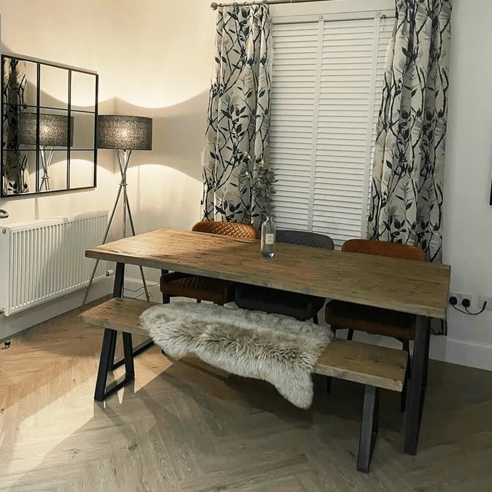 Triangle Base Dining Table - Grey Wash, Wood
