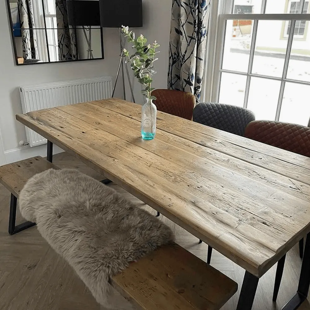 Triangle Base Dining Table - Grey Wash, Wood