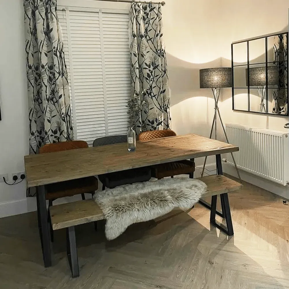 Triangle Base Dining Table - Grey Wash, Wood