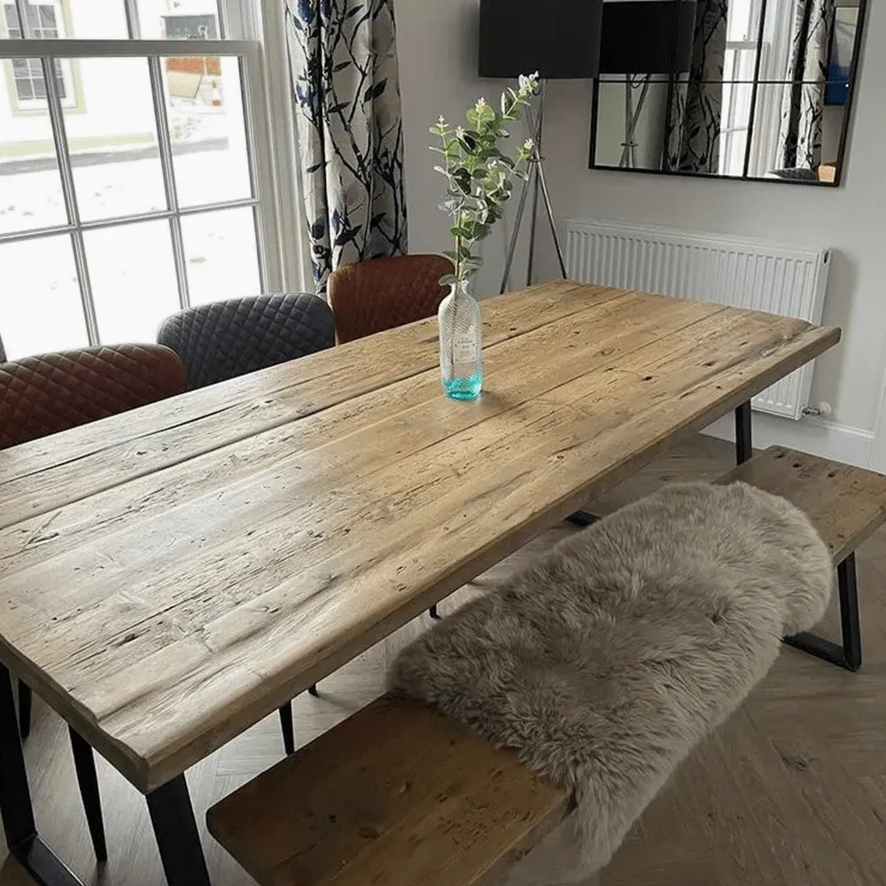 Triangle Base Dining Table - Grey Wash, Wood