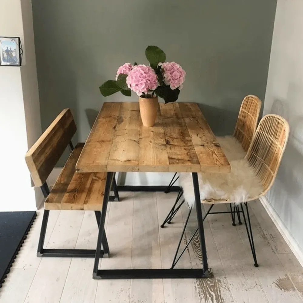 Triangle Base Dining Table - Light Driftwood, Wood