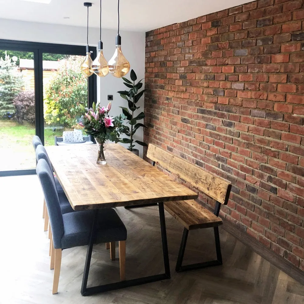 Triangle Base Dining Table - Rugger Brown, Wood