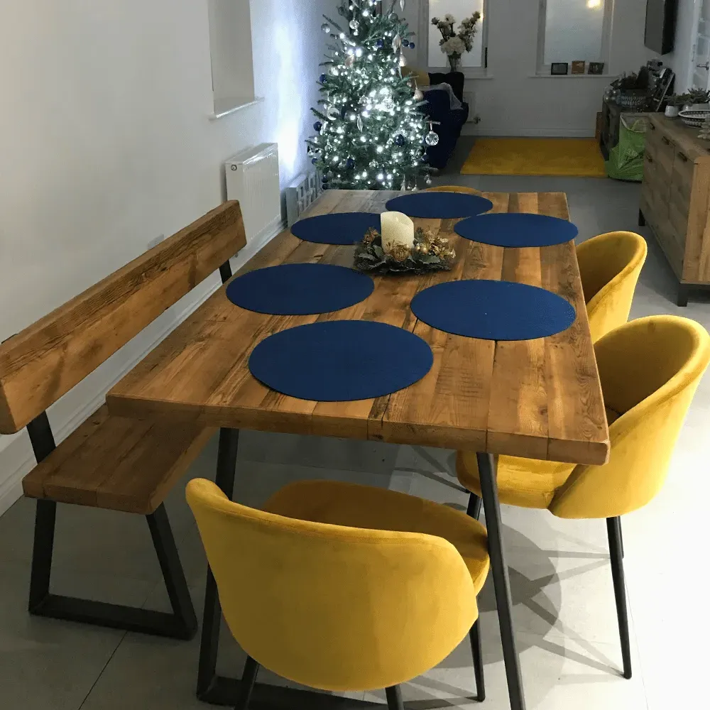 Triangle Base Dining Table - Rugger Brown, Wood