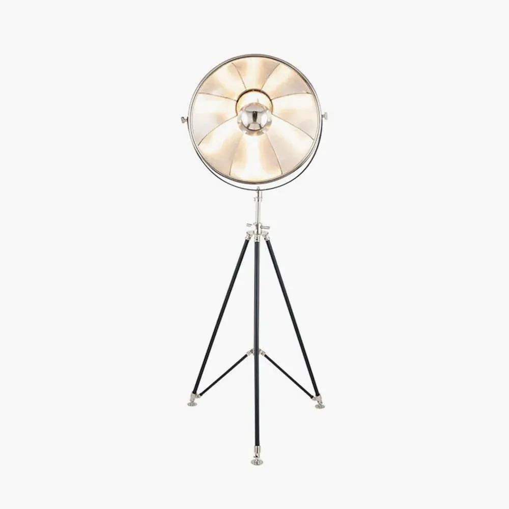 Tripod Floor Lamp Cinema Style - Black, Metal