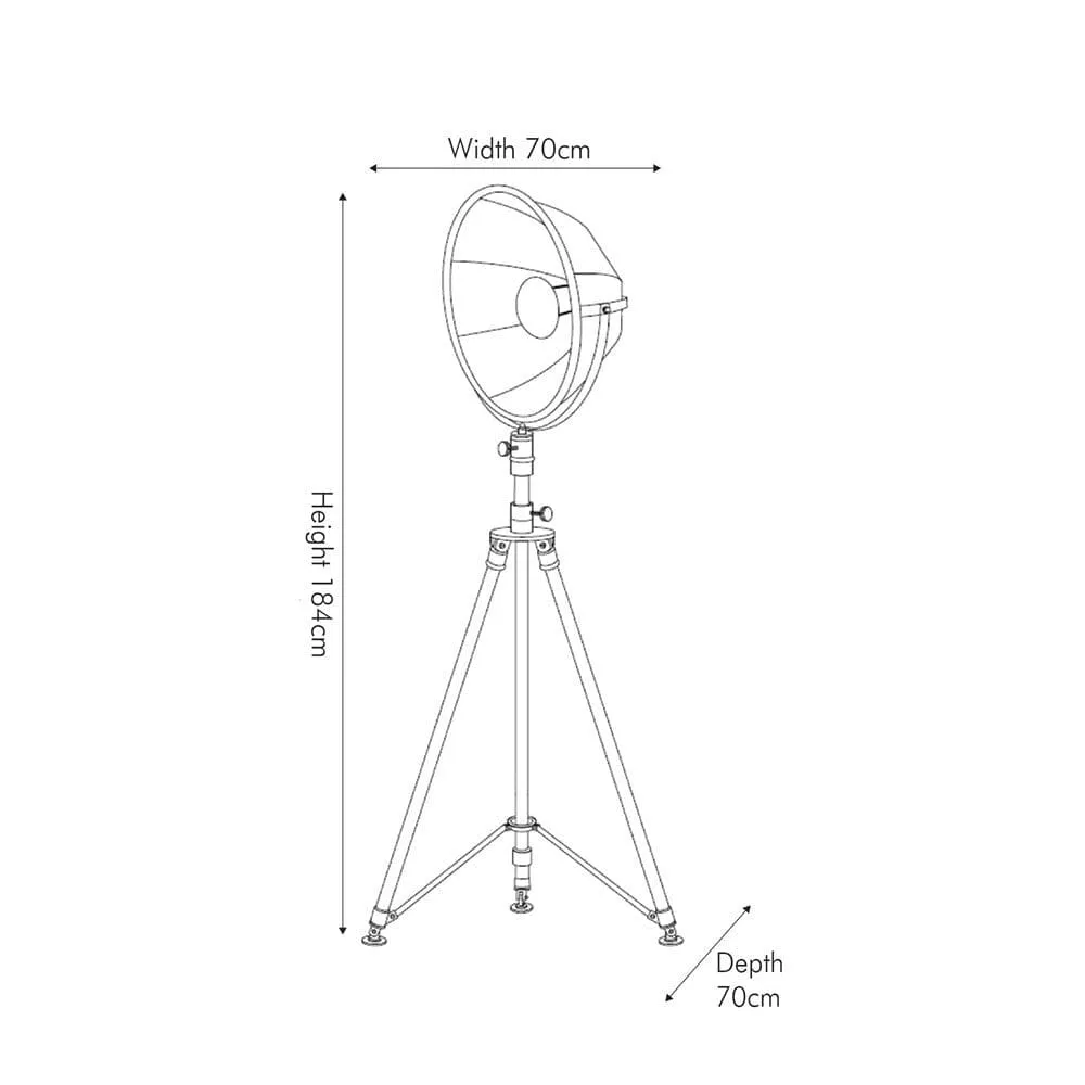 Tripod Floor Lamp Cinema Style - Black, Metal