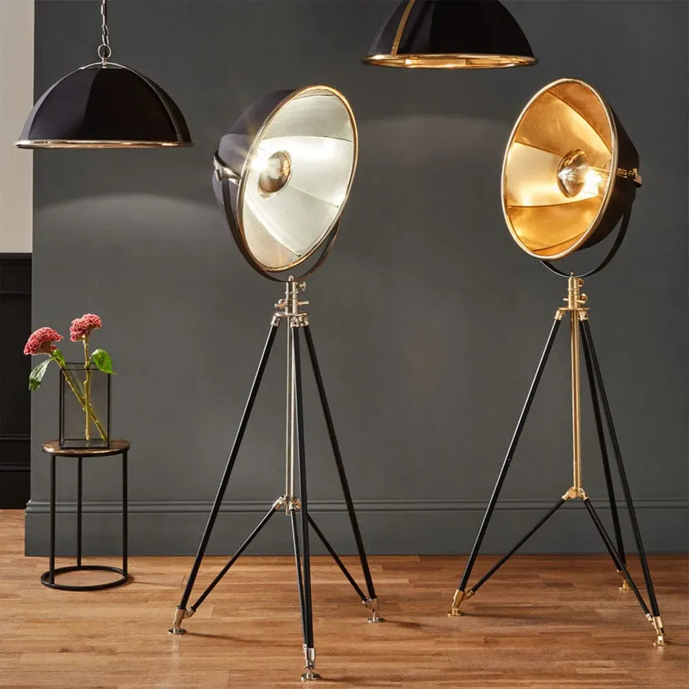 Tripod Floor Lamp Cinema Style - Black, Metal image
