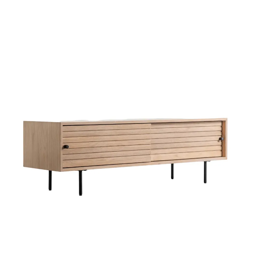 TV Cabinet with Clean Lines - Oak, Solid Wood