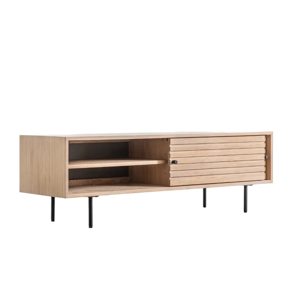 TV Cabinet with Clean Lines - Oak, Solid Wood