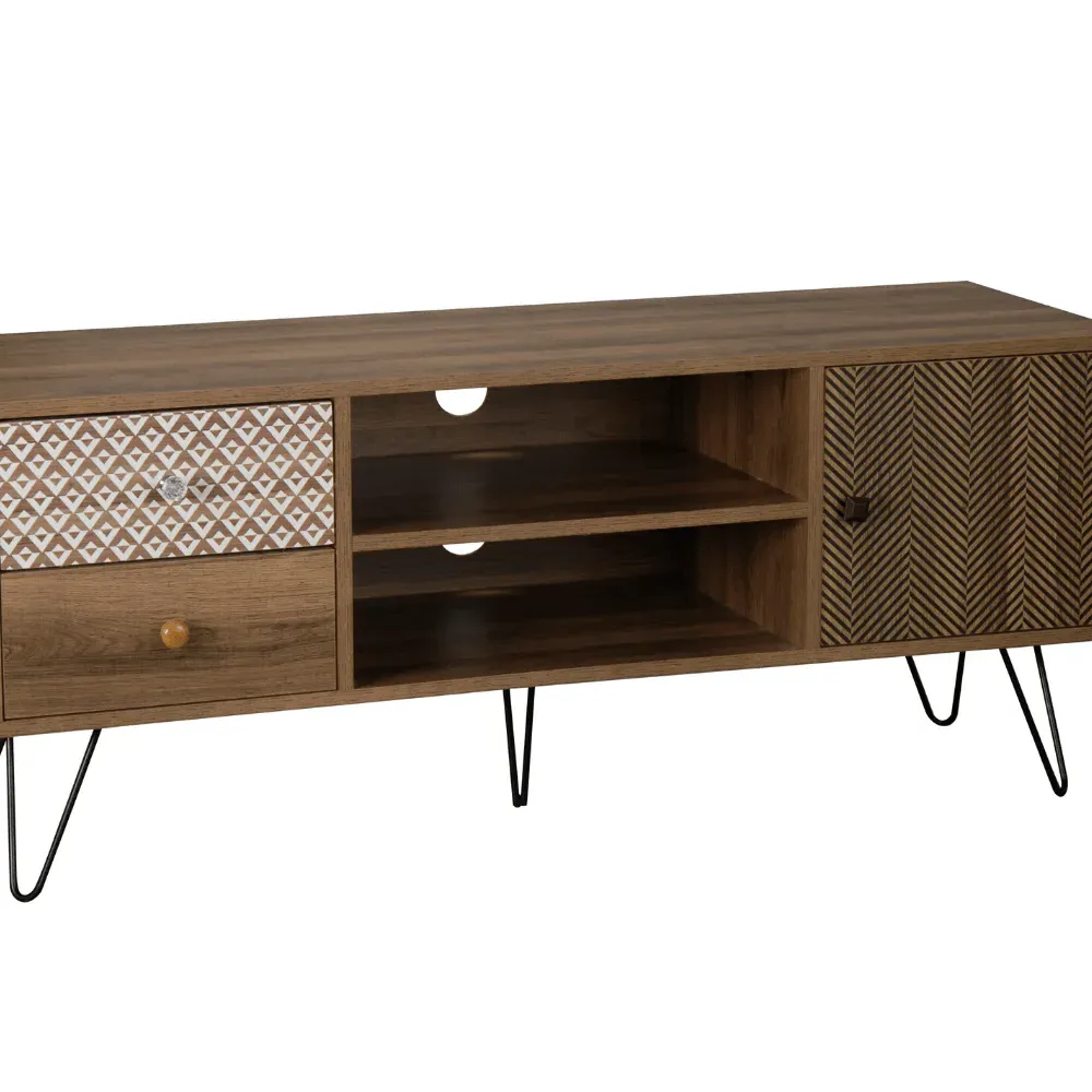 TV Media Unit with Drawers - White, Wood