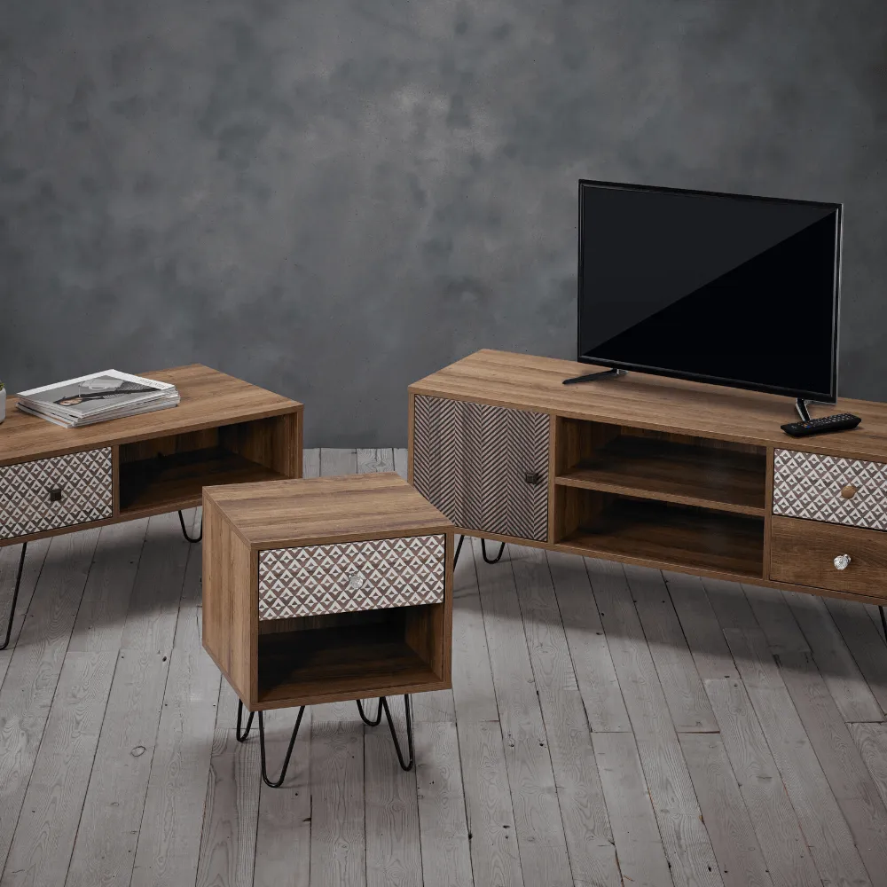 TV Media Unit with Drawers - White, Wood image