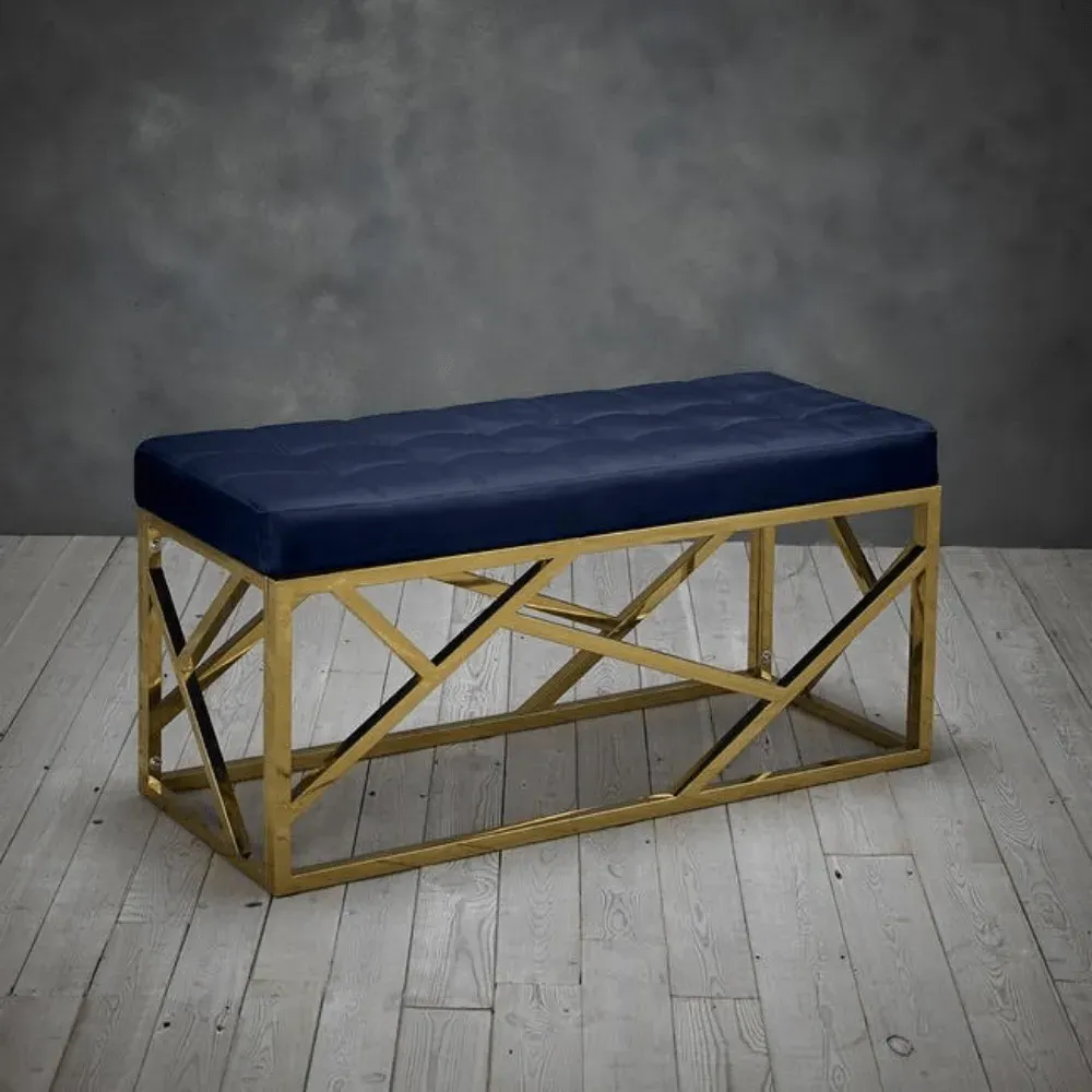 Velvet Bench - Blue