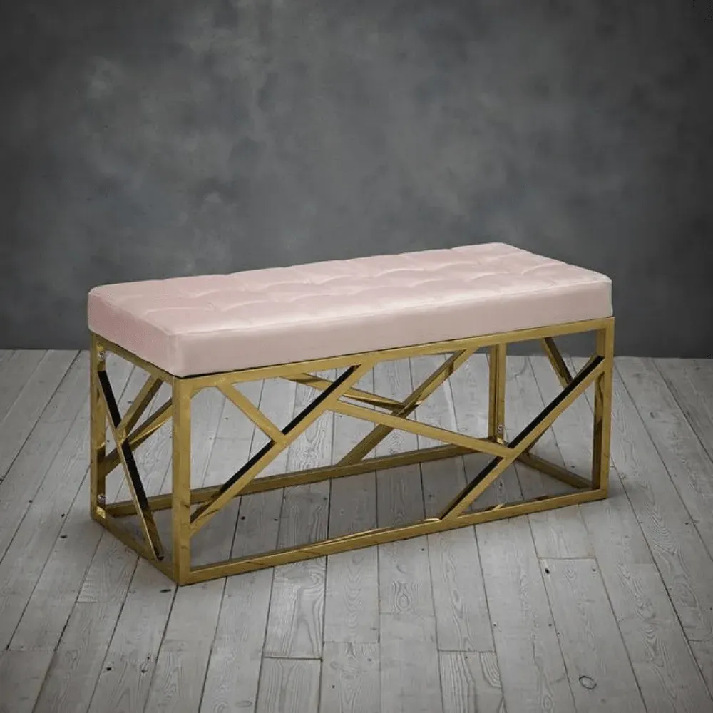 Velvet Bench - Pink