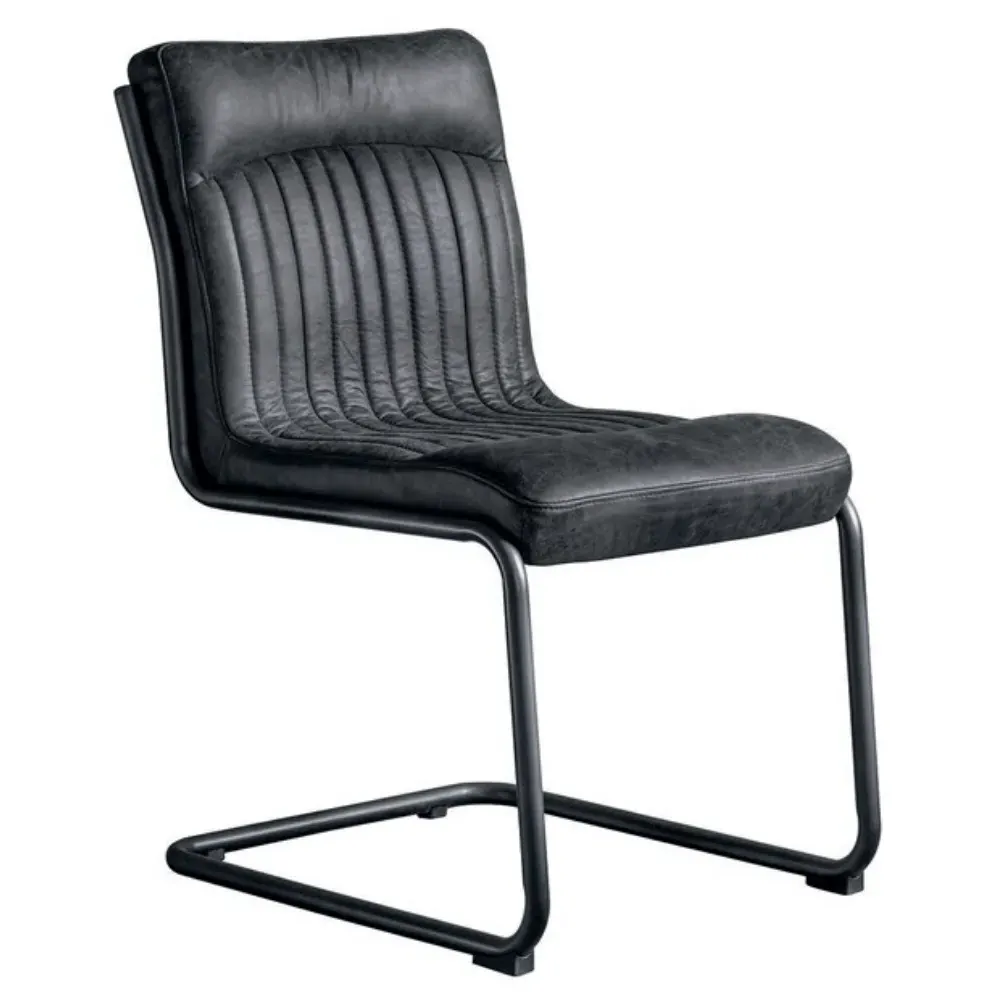 Vintage Dining Chair - Black, Leather