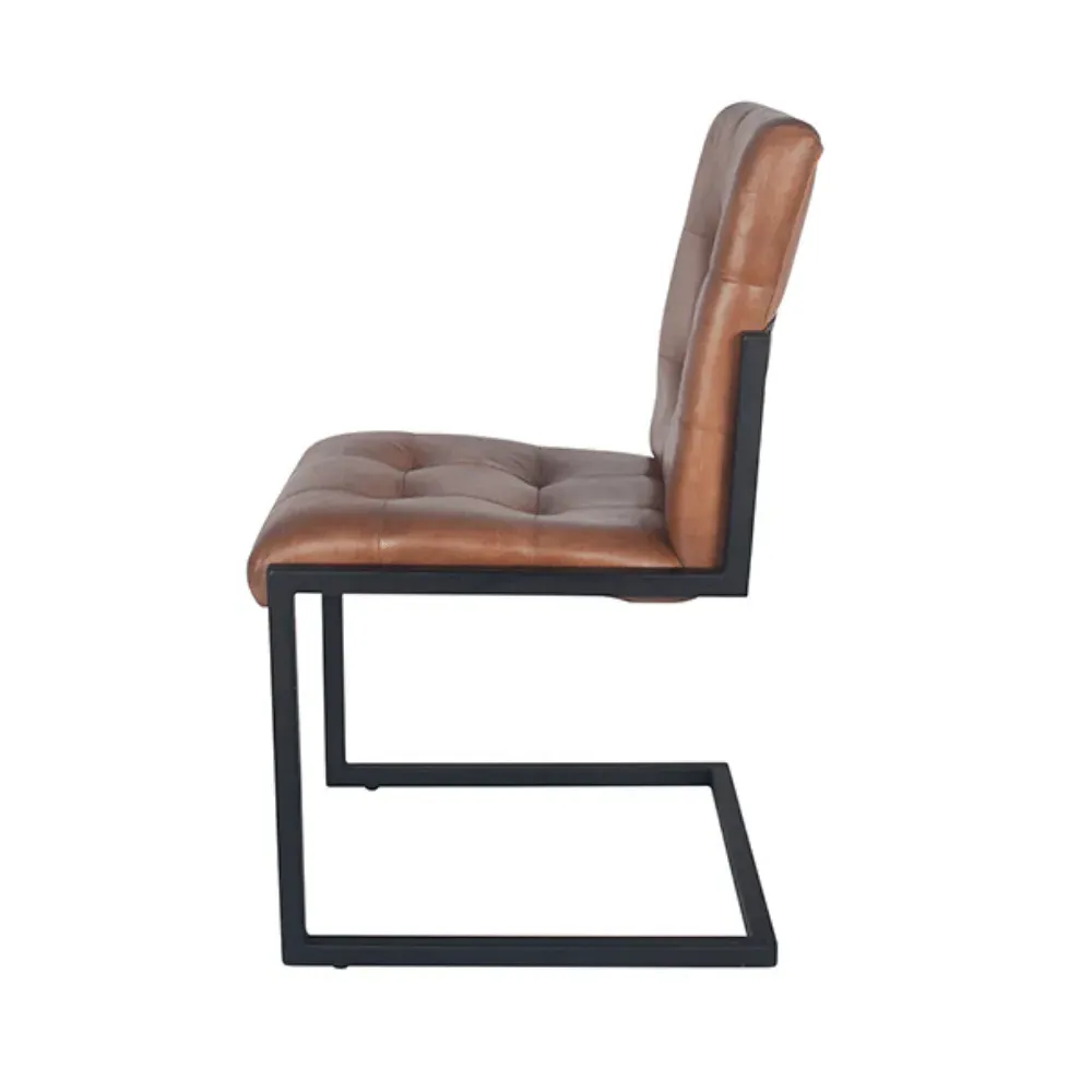 Vintage Dining Chair - Brown, Leather