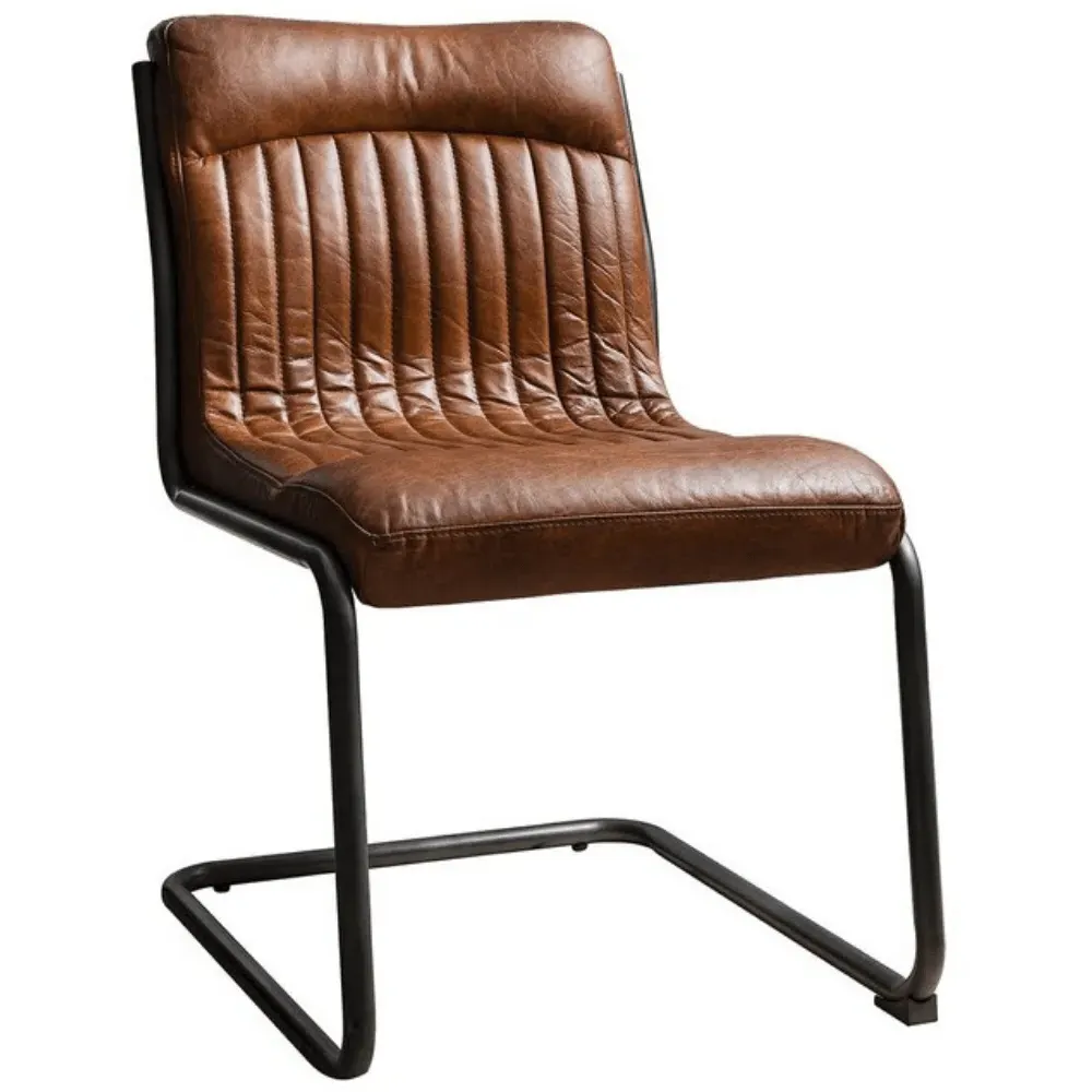 Vintage Dining Chair - Brown, Leather