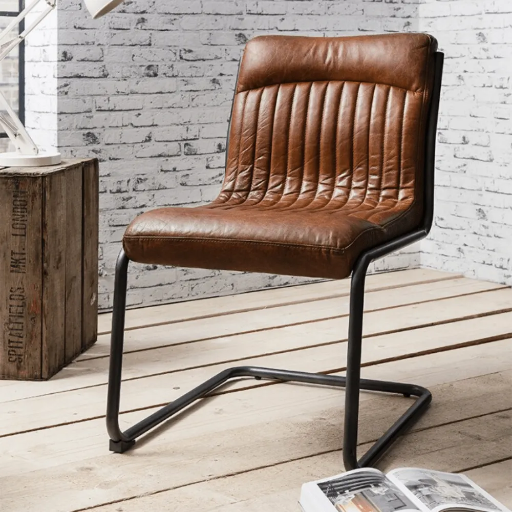 Vintage Dining Chair - Brown, Leather image