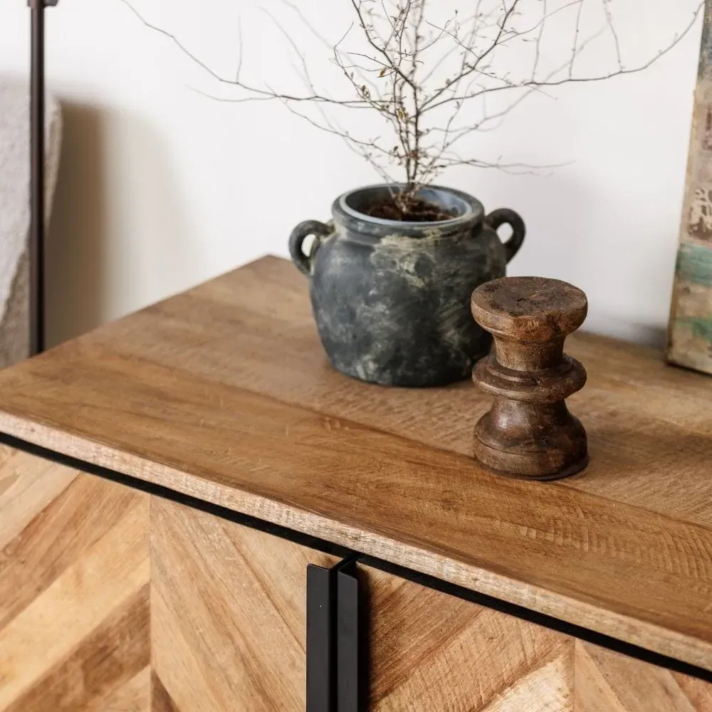 Wide Sideboard with Storage - Wood, Teak