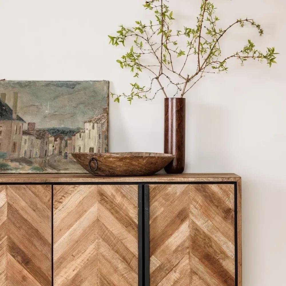 Wide Sideboard with Storage - Wood, Teak