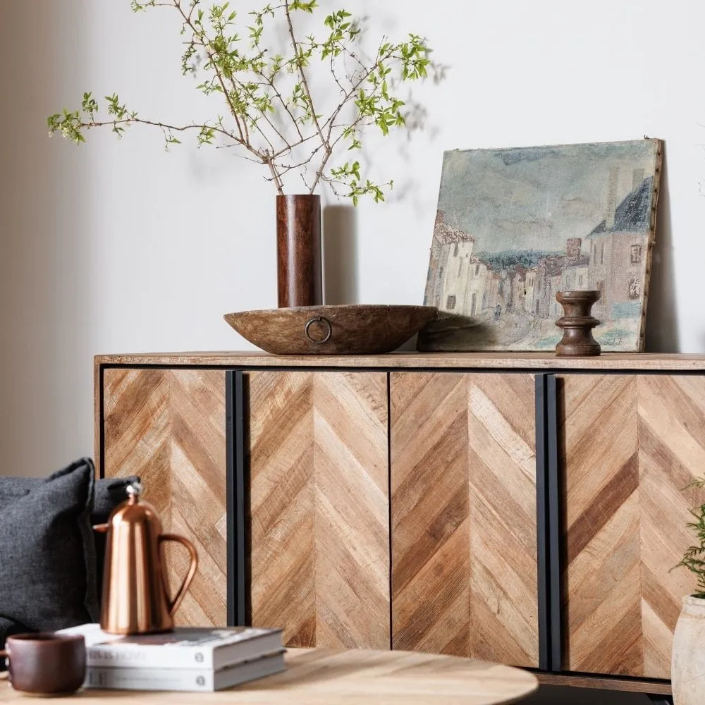 Wide Sideboard with Storage - Wood, Teak image