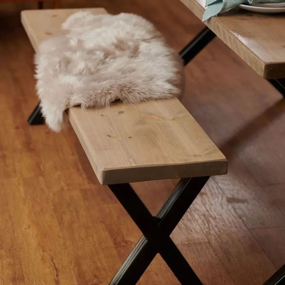 X-Frame Dining Table - Rugger Brown, Reclaimed Wood