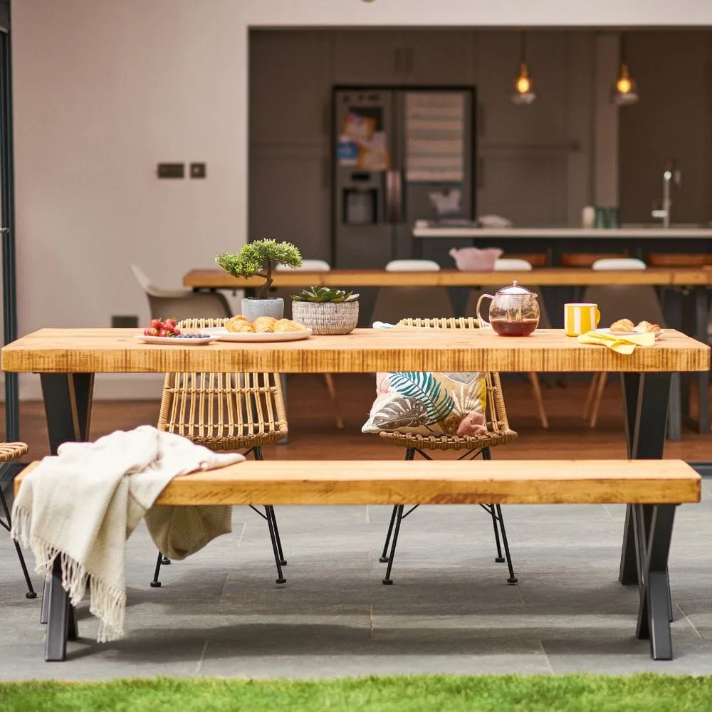 X-Frame Outdoor Dining Set with 1 Bench - Rugger Brown
