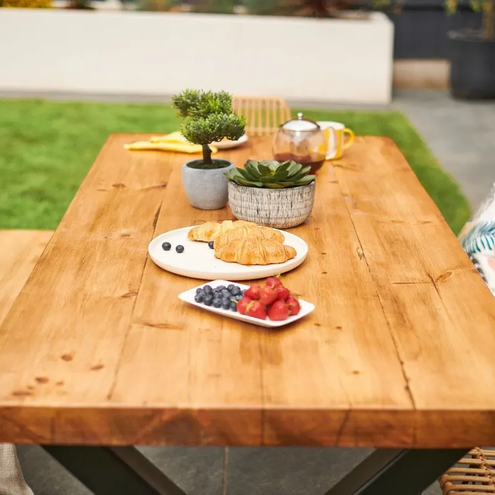 X-Frame Outdoor Dining Set with 1 Bench - Rugger Brown