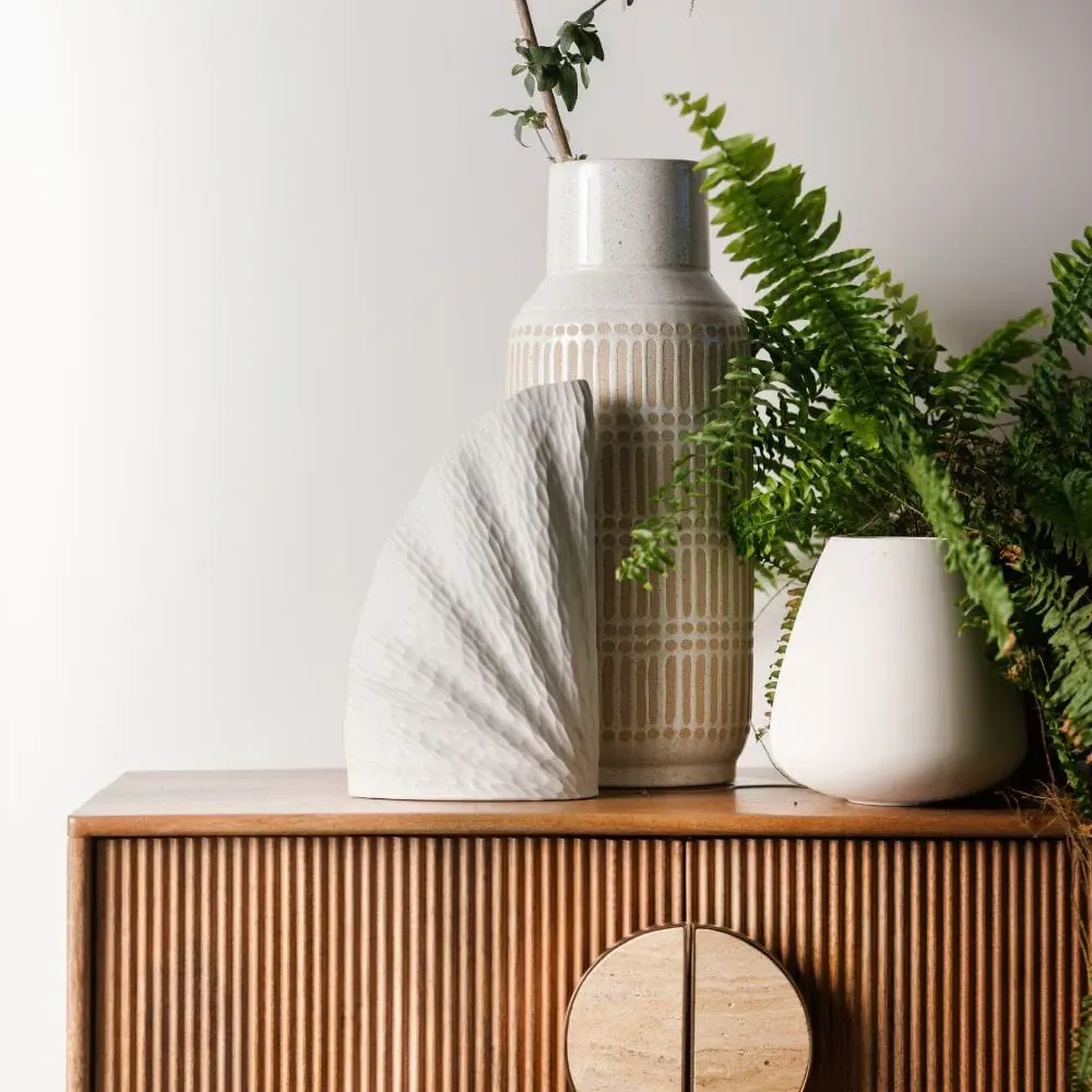 Highboard with Stone Accents - Wood, Mango