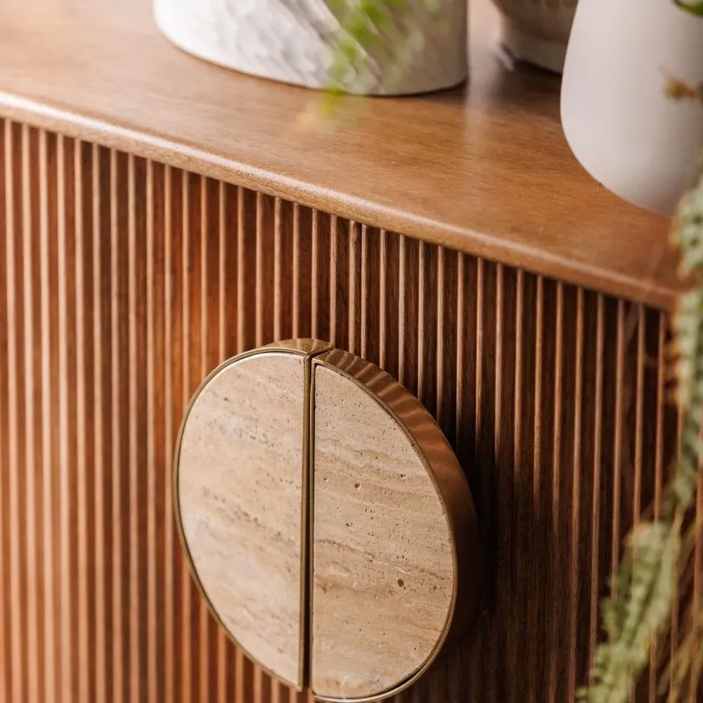 Highboard with Stone Accents - Wood, Mango