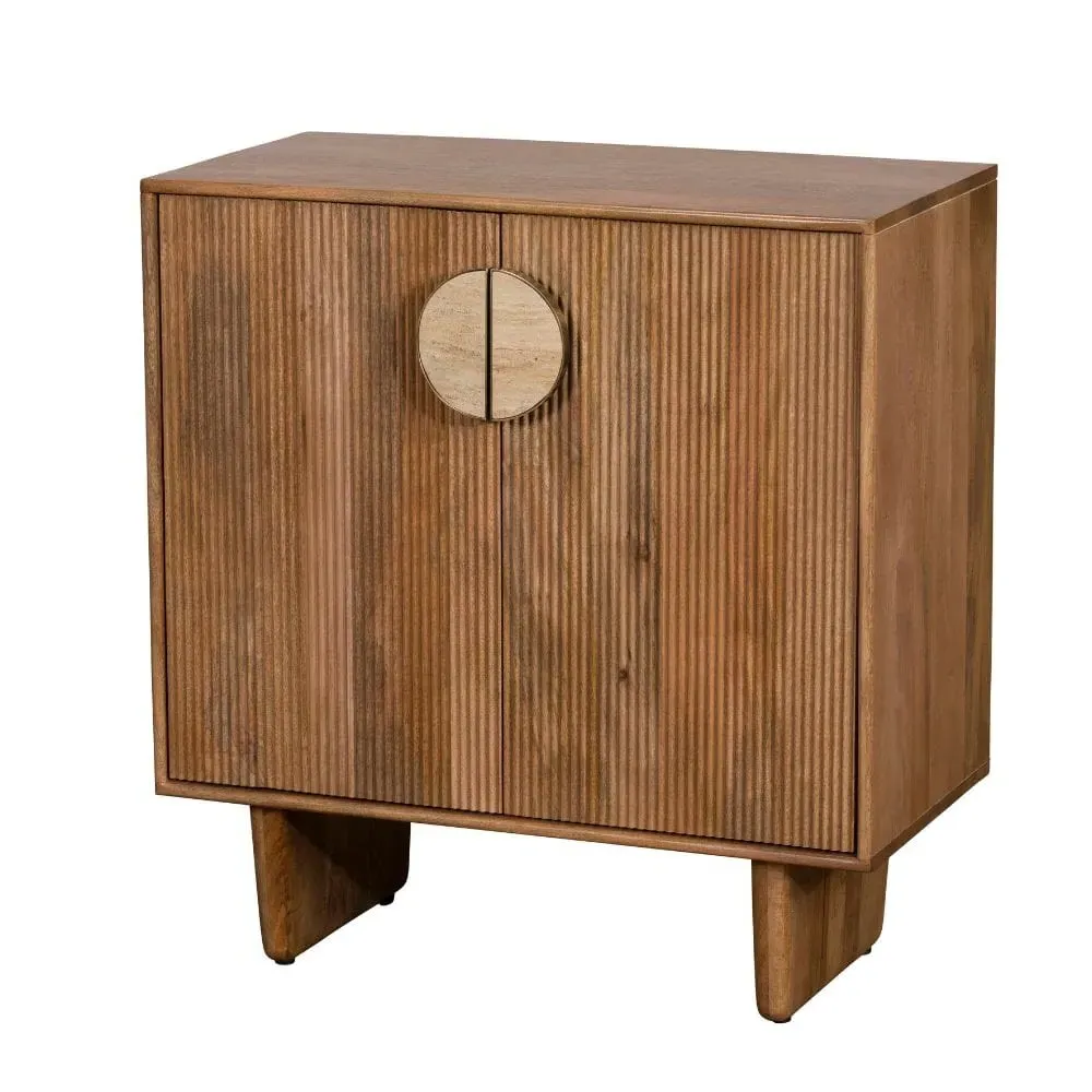 Highboard with Stone Accents - Wood, Mango